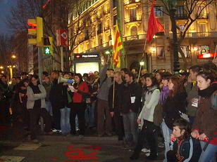 La manifestació aturada a la Rambla. Foto: PRA
