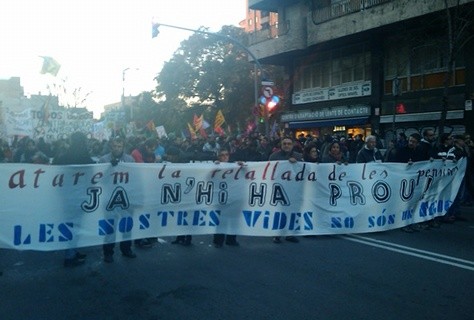 manifestació sindicats combatius i  organitzacions polítiques contra le sretallades