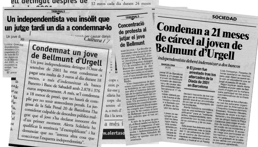 El testimoni de Víctor Gibanel, que la defensa considerava inventat, l'única prova per a condemnar un independentista el 2001